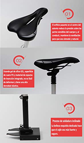 Poweka Silla Plegable de Altura Ajustable Compatible con Xiao-mi M365 Scooter Eléctrico, Cojín Silla Asiento para Patín Eléctrico