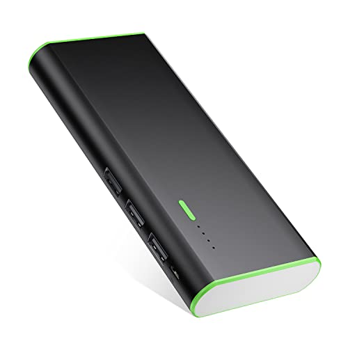 Power Bank 10000mAh con Linterna, 3 USB Salidas, Más 2.5A, Batería Externa Cargador Movil Portátil Compatible con Samsung Xiaomi Móviles Inteligentes y Tableta más -Negro