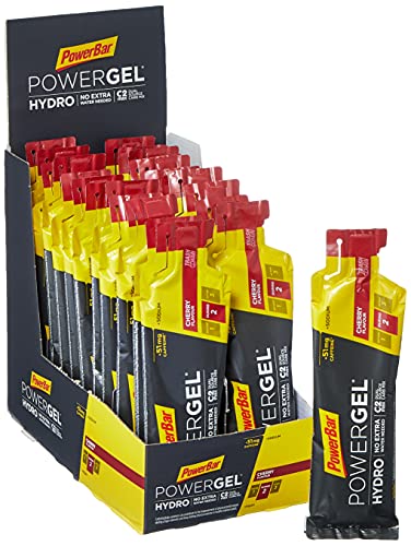 PowerBar PowerGel Hydro Cherry 24x67ml - Gel Energético de Alto Carbono + C2MAX + Sodio + 51mg Cafeína