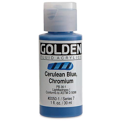 Pro-Art Golden Fluid Pintura acrílica 1 oz. -Cerulean Azul, Cromado