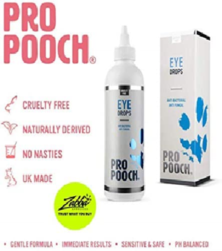 Pro Pooch Limpiador de Ojos para Perros - Gotas Oculares Hidratantes Anti Conjuntivitis, Natural, 250 ml - Desinfecta y Calma los Ojos Irritados﻿﻿