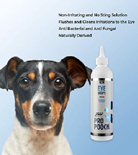 Pro Pooch Limpiador de Ojos para Perros - Gotas Oculares Hidratantes Anti Conjuntivitis, Natural, 250 ml - Desinfecta y Calma los Ojos Irritados﻿﻿