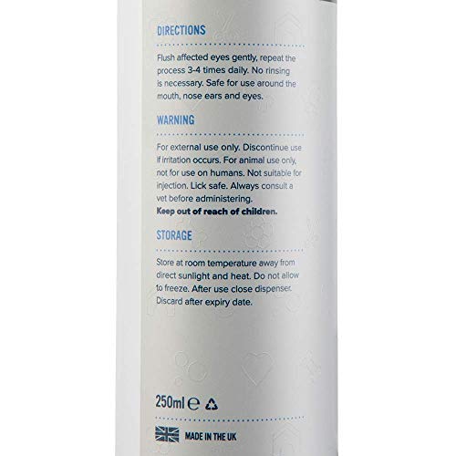 Pro Pooch Limpiador de Ojos para Perros - Gotas Oculares Hidratantes Anti Conjuntivitis, Natural, 250 ml - Desinfecta y Calma los Ojos Irritados﻿﻿