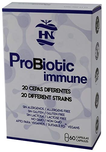 Probiótic immune con 20 cepas de Probioticos y prebioticos intestinales - Fórmula vegana 100 Billones de probioticos intestinales - Mejora la flora intestinal - 60 cápsulas (2 meses de duración)