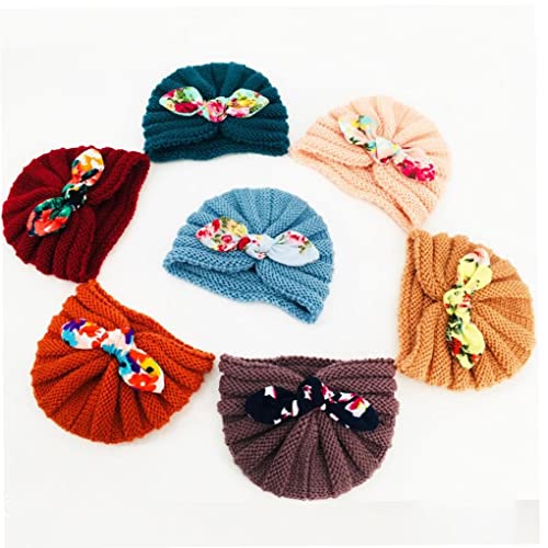 Productos de Peinado para el Cabello bebé, Baby Turban Hat Soft Bowknot Nursery Headwrap Cálido Higido Goreie Hat Claret