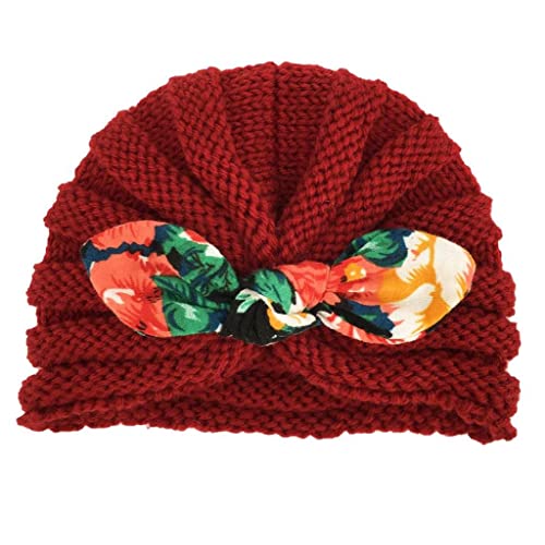 Productos de Peinado para el Cabello bebé, Baby Turban Hat Soft Bowknot Nursery Headwrap Cálido Higido Goreie Hat Claret