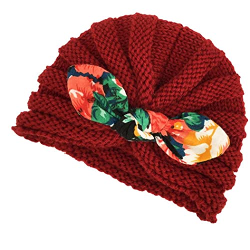 Productos de Peinado para el Cabello bebé, Baby Turban Hat Soft Bowknot Nursery Headwrap Cálido Higido Goreie Hat Claret