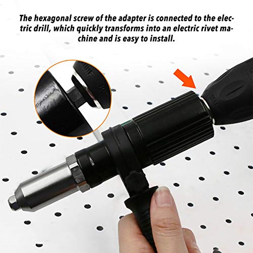 Professional Electric Rivet Gun Adapter Kit Drill Adapter,Cordless Drill Riveting Insert Nut Tool,Electric Drill Riveter Adapter Riveting Gun Tool Kit Insert Nut Hand Power Tool