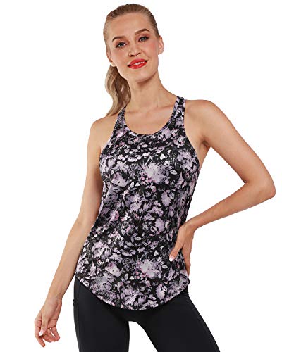 Promover Tank Top Camiseta sin Mangas Deportiva Tirantes para Mujer Ligera Plisada Suelta Espalda Cruzada para Fitness Yoga Running