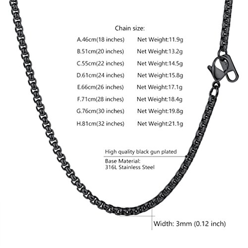 PROSTEEL Collar Hombre Collar Mujer de Acero Inoxidable 3mm Cadena Curb Chain 50cm