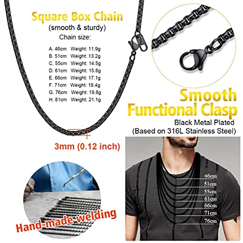 PROSTEEL Collar Hombre Collar Mujer de Acero Inoxidable 3mm Cadena Curb Chain 50cm