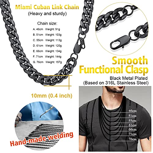 PROSTEEL Collar Hombre de Plata Tono Cadena Miami Cubana plataeado Cadena Hiphop Cadena Hombre Curb Cuba Chain Collar de Aleación Plateado 6mm