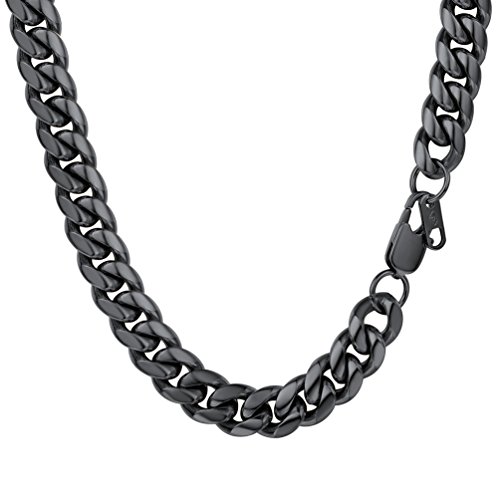 PROSTEEL Collar Hombre de Plata Tono Cadena Miami Cubana plataeado Cadena Hiphop Cadena Hombre Curb Cuba Chain Collar de Aleación Plateado 6mm