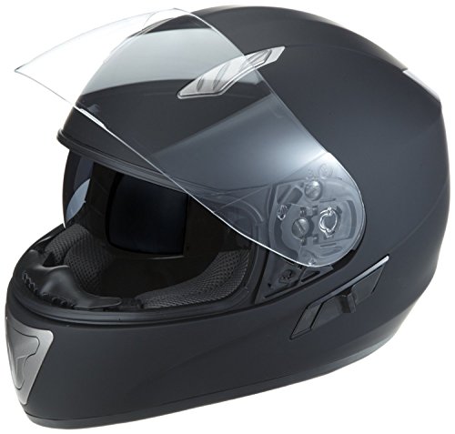 Protectwear Casco de moto mate negro con visera solar integrada H520-ES Tamaño M