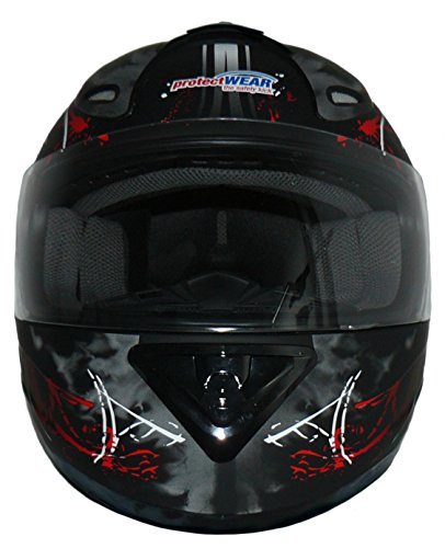 Protectwear Casco de moto negro-rojo 99 FS-801-99R Tamaño M