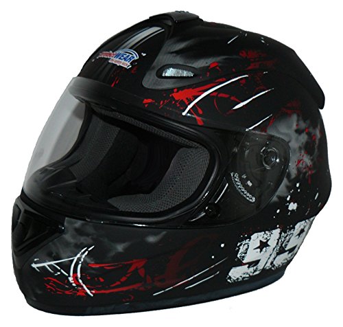 Protectwear Casco de moto negro-rojo 99 FS-801-99R Tamaño M