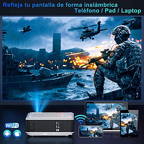 Proyector WiFi Bluetooth Full HD 1080P, TOPTRO 7900 Lúmenes Proyector 1080P Soporta 4K y Función de Zoom, Pantalla 300" Contraste 10000:1 Proyector LED Cine en Casa para iPhone,Android,PC,PS5