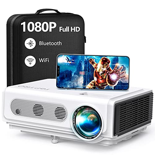 Proyector WiFi Bluetooth Full HD 1080P, TOPTRO 7900 Lúmenes Proyector 1080P Soporta 4K y Función de Zoom, Pantalla 300" Contraste 10000:1 Proyector LED Cine en Casa para iPhone,Android,PC,PS5