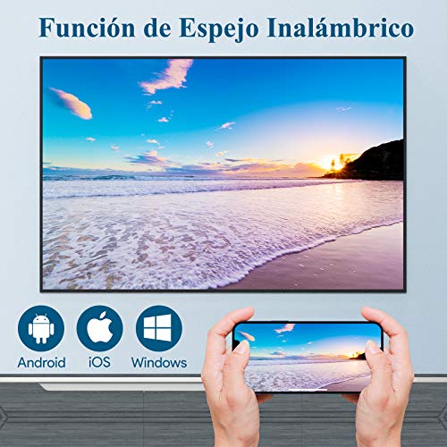 Proyector WiFi Bluetooth, WiMiUS 6000 Lúmenes Proyector Portátil Soporta Full HD 1080P Zoom 75% Mini Proyector WiFi Proyector, 250” Proyector Cine Casa para iOS/Android/TV Stick/PS4/PC HDMI AV VGA USB