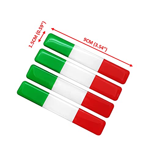PT Decals 4 Piezas 90x15mm Suave Flexible epoxi Italia Bandera Italiana Emblema Adhesivo calcomanías para vehículo Auto Coche Motocicleta Casco decoración del hogar