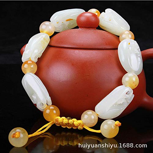 Pulsera de melón hueco de jade Hetian Pulsera de melón hueco de jade azul y blanco Ajustable para hombres y mujeres