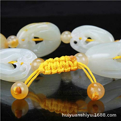 Pulsera de melón hueco de jade Hetian Pulsera de melón hueco de jade azul y blanco Ajustable para hombres y mujeres