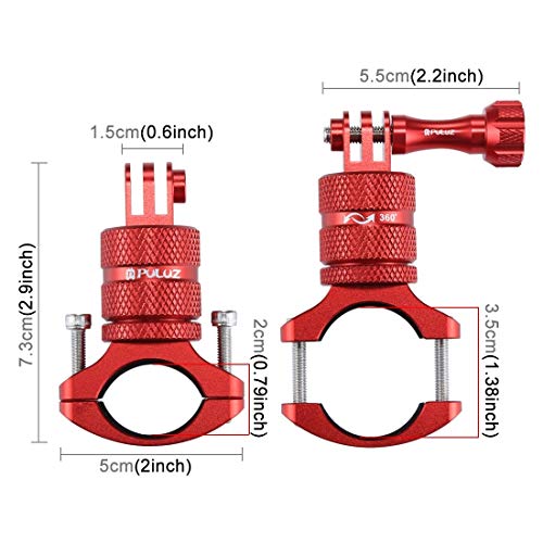 PULUZ 360 Grado Rotación Bicicleta de aluminio Bicicleta Adaptador de manillar Montaje con tornillo para GoPro HERO 6 / 5 / 4 / 3+ / 3/ 2/ 1 Sesión 5 / 4, Xiaoyi Sport Camera