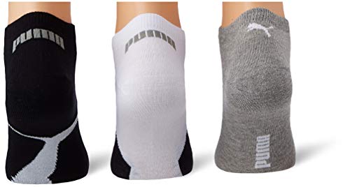 PUMA Lifestyle Sneaker-Trainer Socks (3 Pack) Calcetines, White/Grey/Black, 39/42 Unisex Adulto