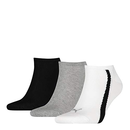 PUMA Lifestyle Sneaker-Trainer Socks (3 Pack) Calcetines, White/Grey/Black, 39/42 Unisex Adulto