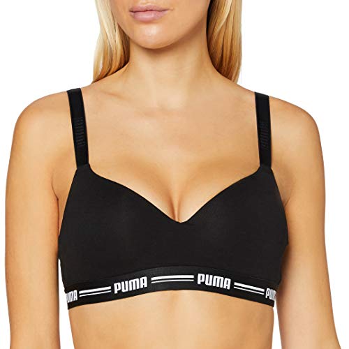 PUMA Women Padded Top 1P Hang Sujetador deportivo, black, M para Mujer