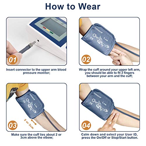 Puño grande de Tenquan para el monitor de presión arterial, presión arterial digital de brazo superior con conector, 22-48 cm