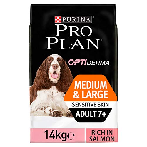 PURINA Pro Plan Medium Large Adult 7+ Sensitive Skin OPTI Derma Salmon Comida para Perros - 14000 gr