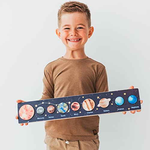 Qagazine Rompecabezas de juguete de madera para niños pequeños Sistema Solar Puzzle Toy Planetas de madera Jigsaw Thinking Training Juguetes educativos Difícil Puzzles Grandes Regalos para niños