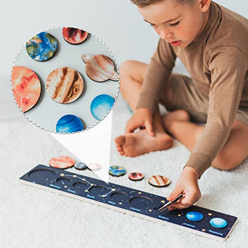 Qagazine Rompecabezas de juguete de madera para niños pequeños Sistema Solar Puzzle Toy Planetas de madera Jigsaw Thinking Training Juguetes educativos Difícil Puzzles Grandes Regalos para niños