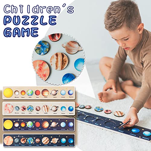 Qagazine Rompecabezas de juguete de madera para niños pequeños Sistema Solar Puzzle Toy Planetas de madera Jigsaw Thinking Training Juguetes educativos Difícil Puzzles Grandes Regalos para niños