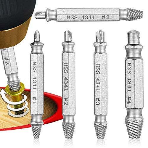 Qibaok extractor de tornillos velocidad de salida de 5 piezas de extractores de tornillos de perforación del taladro bits puestos de retirada de los tornillos rotos o dañados
