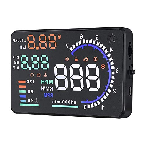 Qiilu A8 5.5" Coche HUD Head Up Display OBD II Pantalla reflectora de parabrisas Velocidad de visualización