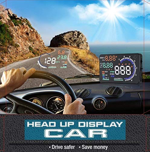 Qiilu A8 5.5" Coche HUD Head Up Display OBD II Pantalla reflectora de parabrisas Velocidad de visualización