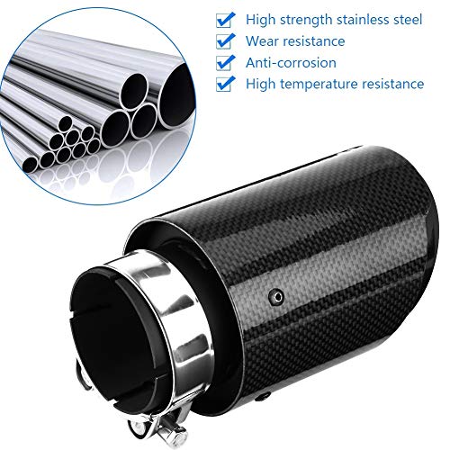 Qiilu Tubo de Escape Exhaust Muffler Tubo de Cola 60mm de acero Inoxidable y Fibra de carbon