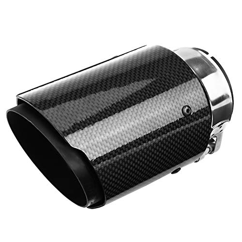 Qiilu Tubo de Escape Exhaust Muffler Tubo de Cola 60mm de acero Inoxidable y Fibra de carbon