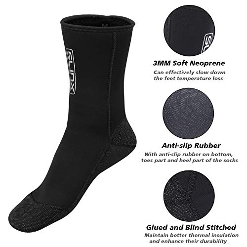 QKURT Calcetines de Neopreno, Calcetines de Neopreno de 3 mm para Buceo, Snorkel y Deportes acuáticos, Calcetines Antideslizantes para Hombres y Mujeres