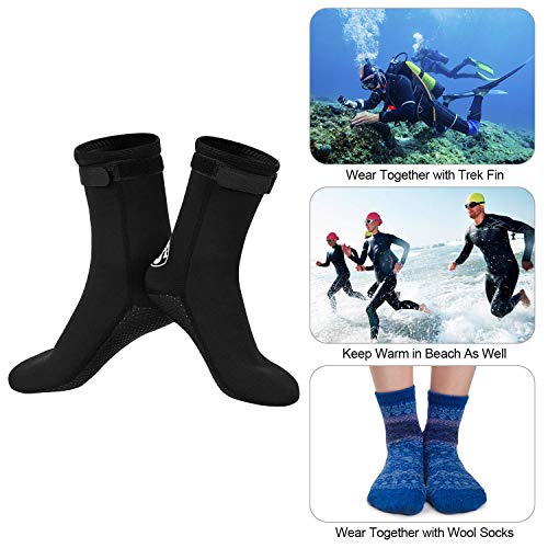 QKURT Calcetines de Neopreno, Calcetines de Neopreno de 3 mm para Buceo, Snorkel y Deportes acuáticos, Calcetines Antideslizantes para Hombres y Mujeres