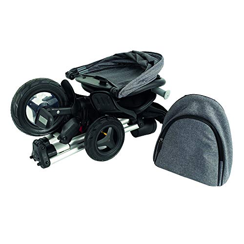 QPLAY - Triciclo Bebe Nova+ - Evolutivo - Plegable - Arnés de Seguridad - Capota con protección UV - Ideal para niños de 10 a 36 Meses (máximo 25 Kg) (Rojo)