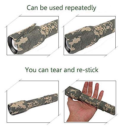 QPOWER Cintas de Camuflaje para Exteriores no Tejidas Autoadhesivas Envoltura de Rifle Woodland Camo (12PCS)