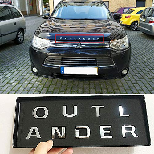 QQKLP Ajuste para el Logotipo de Mitsubishi Outlander Cromo del Coche Cartas Emblema de la Capilla del Logotipo de la Insignia del Coche Pegatinas Accesorios de Estilo de Coches 2009-2020,Plata