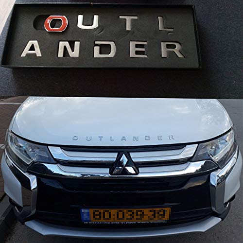 QQKLP Ajuste para el Logotipo de Mitsubishi Outlander Cromo del Coche Cartas Emblema de la Capilla del Logotipo de la Insignia del Coche Pegatinas Accesorios de Estilo de Coches 2009-2020,Plata