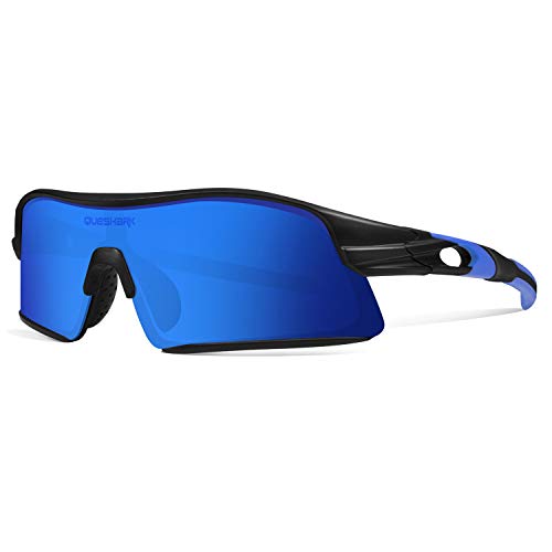 Queshark Polarizadas Gafas de Sol Deportivas con 4 Lentes Intercambiables para Hombres Mujeres Ciclismo Correr Conducir Pesca Golf Gafas de béisbol QE0049
