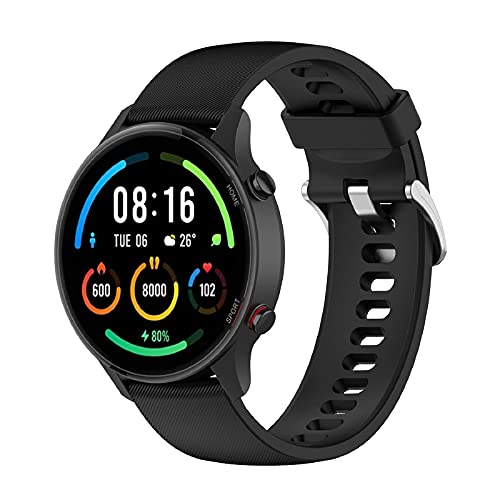 QULLOO Correa para Xiaomi Mi Watch/Xiaomi Mi Watch Color Sport,Flexible Silicona Reloj de Recambio Ajustable Brazalete Smart Watch Correa de Repuesto (Negro)