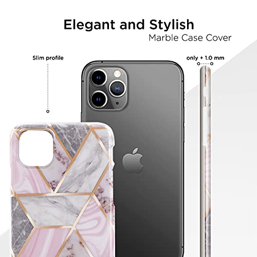 QULT Carcasa para Móvil Compatible con iPhone XS MAX Funda Silicona Dura Bumper Purpurina Teléfono Brillar Caso Mármol Mármol Mosaico Dorado-Rosa