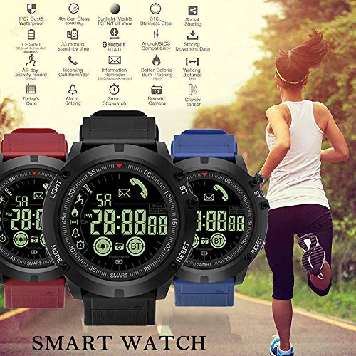 QYLJX Smart Watch Fitness Tracker, Reloj Deportivo Táctico Impermeable Grado Militar Reloj Podómetro Contador de CaloríAs Contador de Recordatorio, con iOS Android para Hombres Mujeres